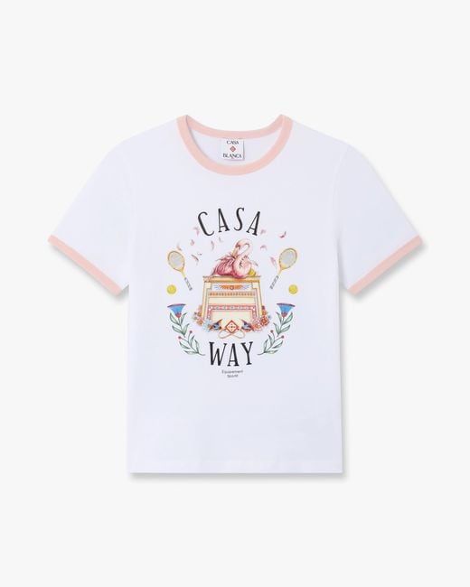 Casablanca Paris White Casa Way Ringer Short Sleeve T-Shirt, By