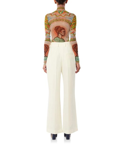 Casablanca Paris Green Mosaics Greques Printed Mesh Top, By