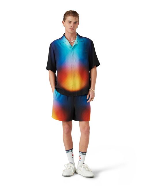 Casablanca Paris Blue Gradient Silk Short Sleeve Shirt, By