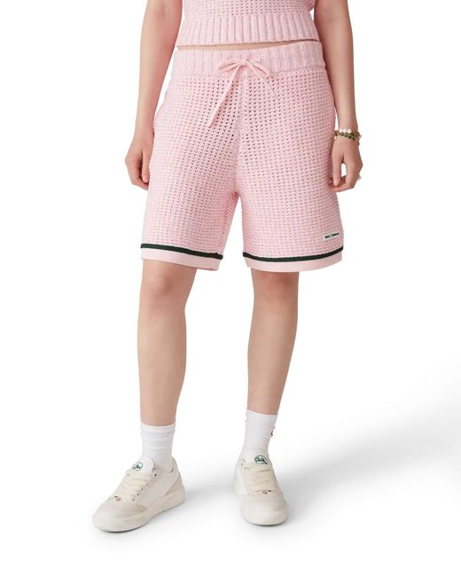 Casablanca Paris Pink Cotton Mouliné Polo Shorts, By