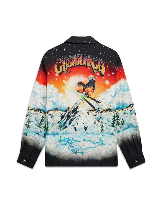 Casablanca Paris Red Chemise À Manches Longues En Sergé De Soie Ski Lake for men