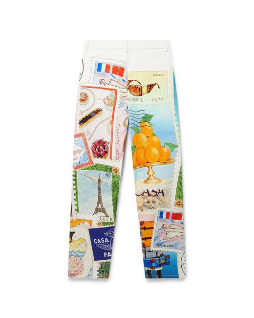 Casablanca Paris White Souvenirs De Vacances Printed Straight Leg Jeans, Size By