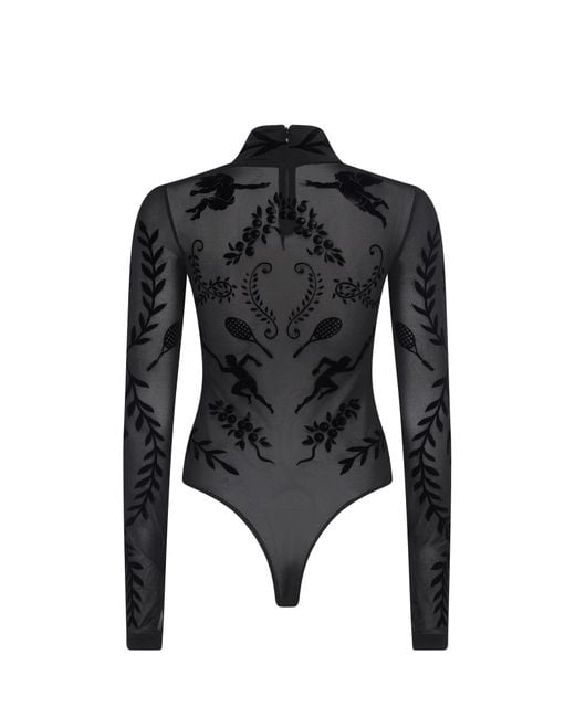 Casablanca Paris Black Devoré Bodysuit, By