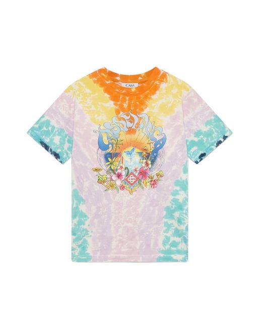 Casablanca Paris Blue T-Shirt À Manches Courtes Tie-Dye Surf Trip for men