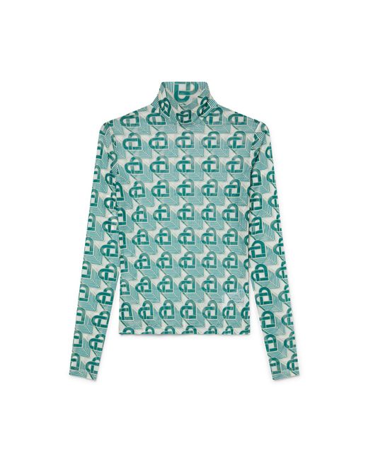 Casablanca Paris Blue Heart Monogram Mesh Top, By