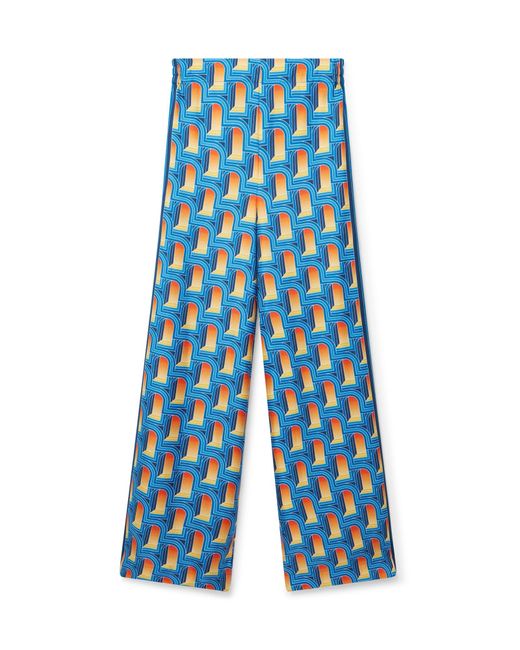 Casablanca Paris Blue L'Arche De Nuit Silk Wide Leg Trousers, Size By