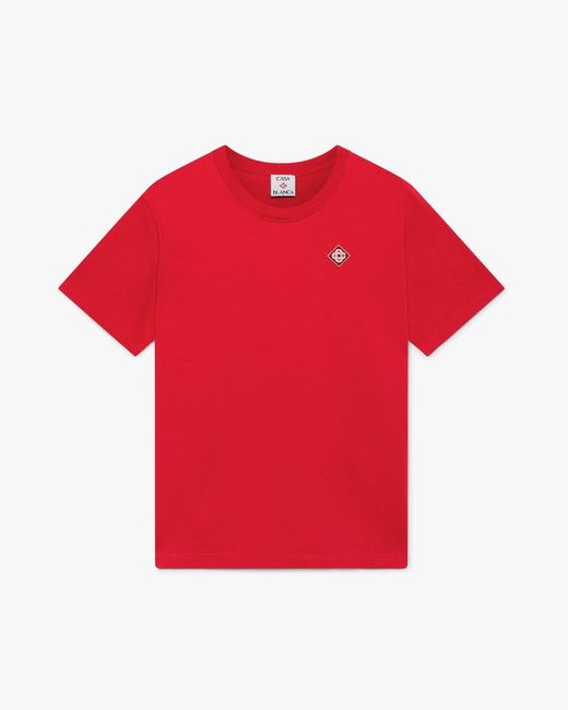 Casablanca Paris Red T-Shirt À Manches Courtes Et Logo Losange Rouge for men