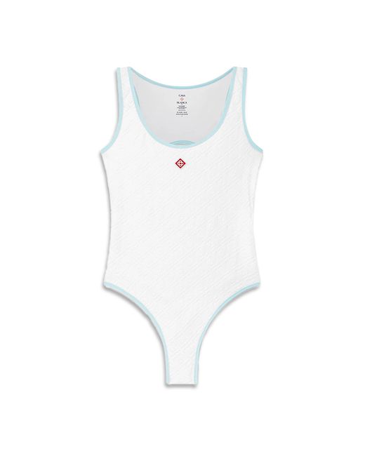 Casablanca Paris White Jacquard Monogram Swimsuit
