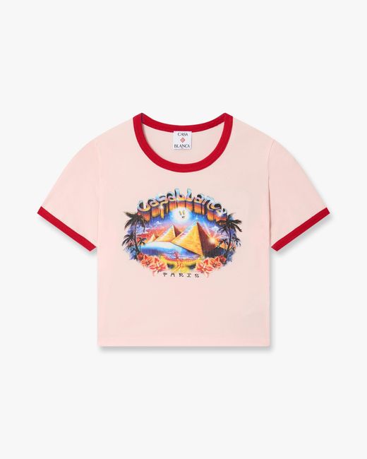 Casablanca Paris Pink Pyramid Tourism Cropped Baby Short Sleeve T-Shirt, By