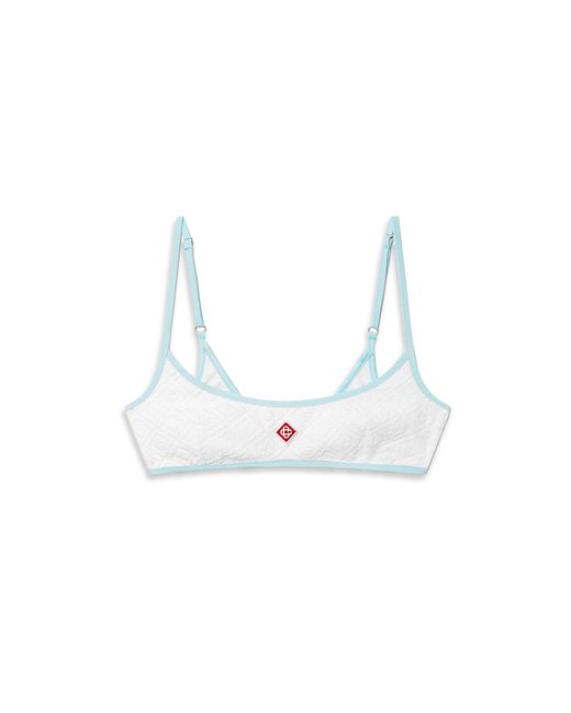 Casablanca Paris White Jacquard Monogram Bikini Top, By