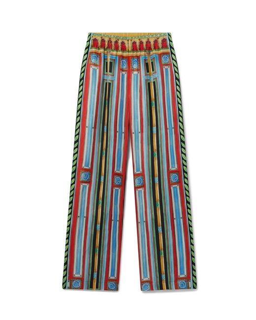 Casablanca Paris Blue Le Palais En Fleur Silk Trousers, Size By