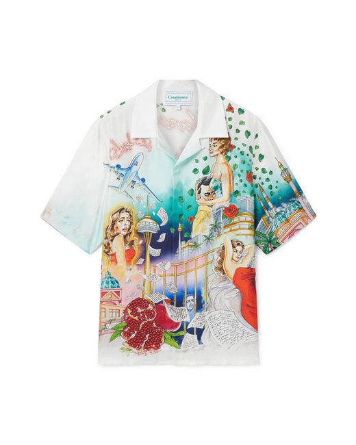 Casablanca Paris White La Liaison Short Sleeve Silk Shirt, By