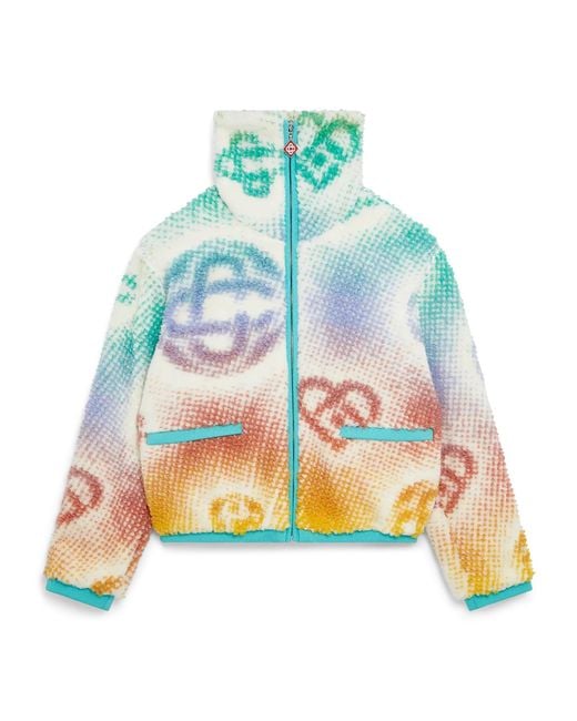 Casablanca Paris Blue Halftone Monogram Fleece Jacket, By