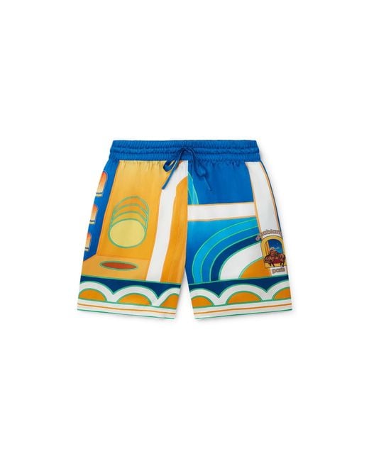 Casablanca Paris Blue Paysage Silk Shorts