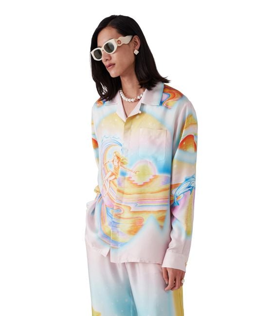 Casablanca Paris White Psychedelic Nirvana Long Sleeve Silk Shirt, By