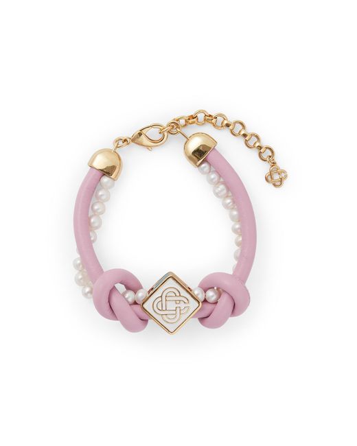 Casablanca Paris Pink Bracelet Rose Noué Avec Perles for men