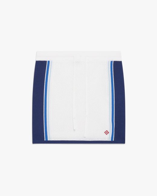 Casablanca Paris Blue Mini-Jupe En Mesh À Rayures Blanches Et Bleues