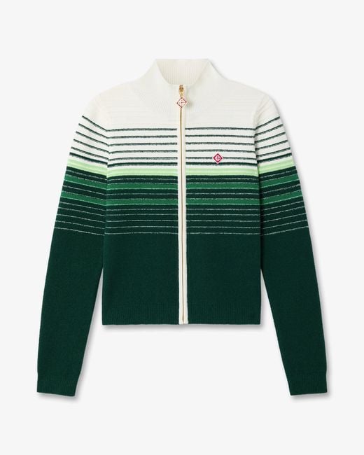 Casablanca Paris Green Boucle Stripe Zip-Up Track Jacket, By for men