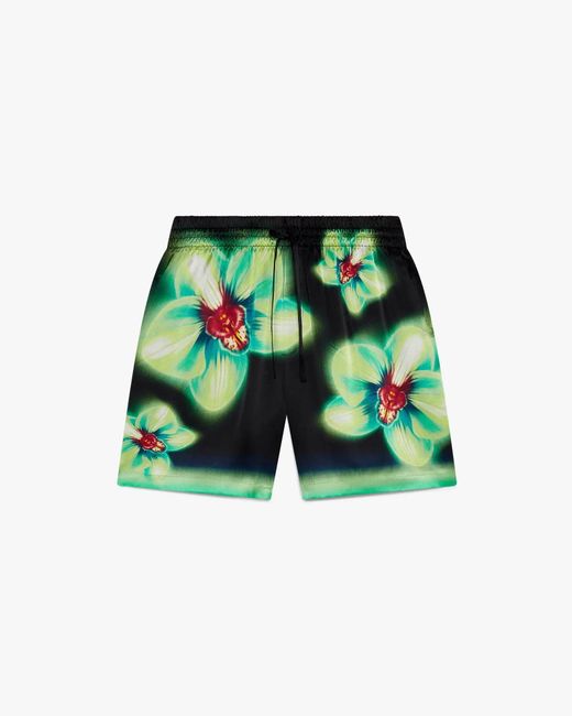Casablanca Paris Green Orchid Glitch Silk Shorts, By for men