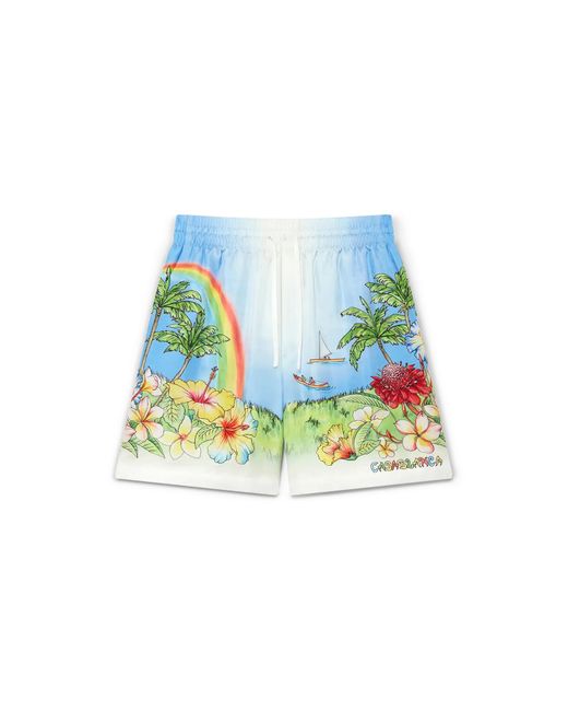 Casablanca Paris Blue Aloha Silk Shorts, By for men