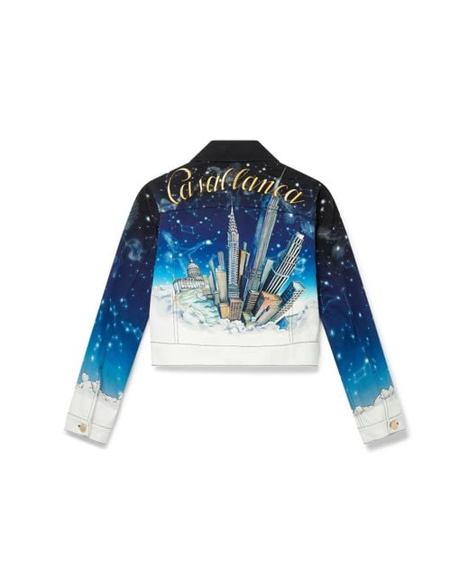 Casablanca Paris Blue Vol Au Nuit Classic Printed Denim Jacket, Size By