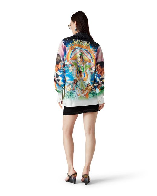 Casablanca Paris Blue La Musique Long Sleeve Silk Shirt, By