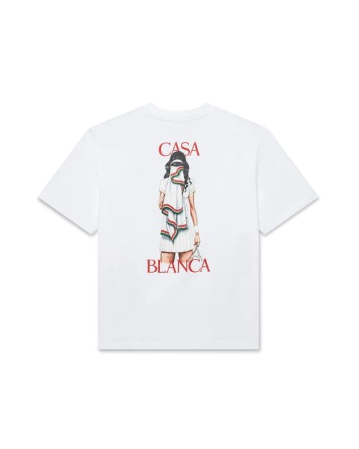 Casablanca Paris White T-Shirt À Manches Courtes Tennis Girl