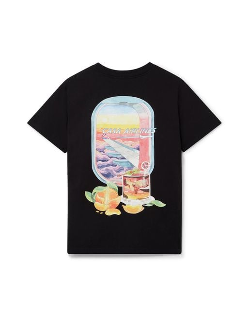 Casablanca Paris Black Panoramique Short Sleeve T-Shirt for men