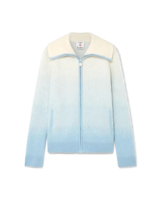 Casablanca Paris Blue Veste Zippée En Mohair Duveteux Dégradé for men