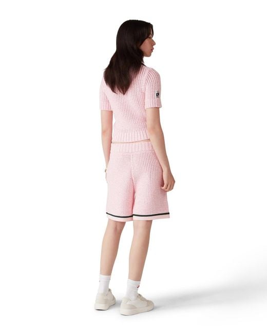 Casablanca Paris Pink Cotton Mouliné Polo Shorts, By