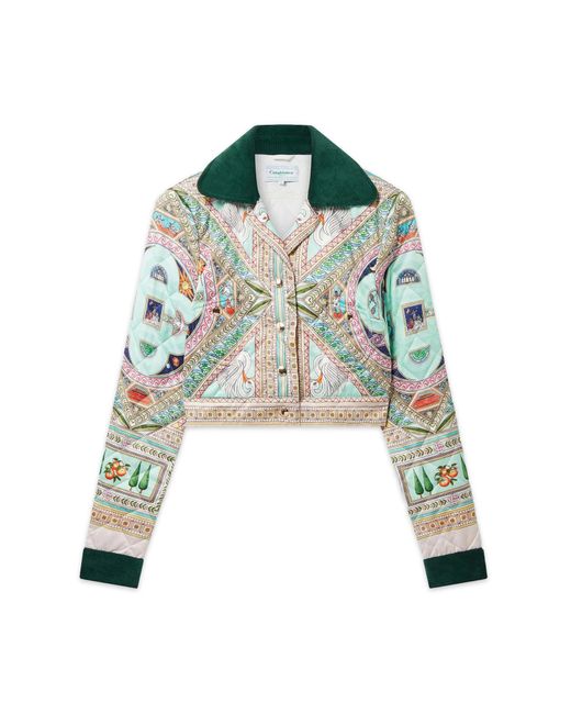 Casablanca Paris Green Le Labyrinthe Quilted Cropped Jacket
