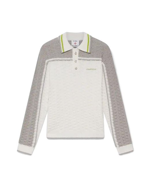 Casablanca Paris White Polo À Manches Longues En Tissu Bouclé Tennis for men