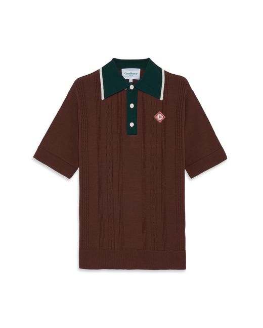 Casablanca Paris Brown Polo Oversize En Maille Torsadée for men