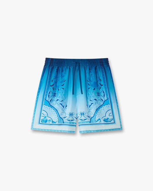 Casablanca Paris Blue Gradient Egyptian Rug Silk Shorts, By for men