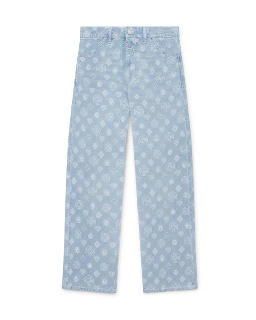 Casablanca Paris Blue Jean Coupe Décontractée En Denim À Monogramme for men