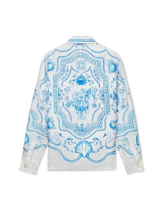 Casablanca Paris Blue Plat A Dessert Blanc Twill Shirt, By for men