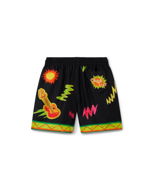 Casablanca Paris Black Music For The People Silk Shorts, By for men