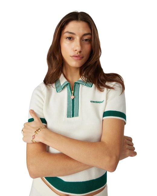 Casablanca Paris Gray Knit Tennis Polo Shirt, By