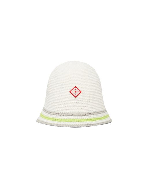 Casablanca Paris White Chapeau En Crochet À Rayures for men