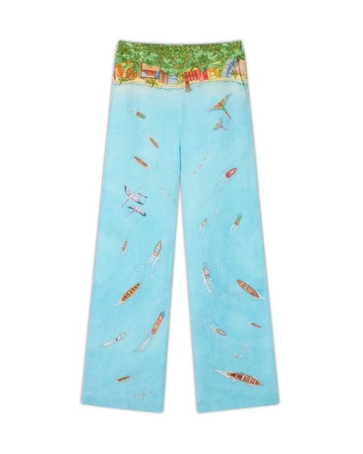Casablanca Paris Blue Maison Sur Piloti Straight Leg Trousers, Size By