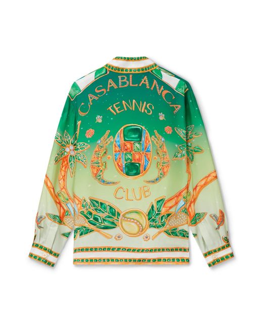 Casablanca Paris Green Joyaux D'Afrique Long Sleeve Silk Shirt, By