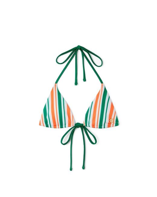 Casablanca Paris Green Haut De Bikini Rayé À Cordons