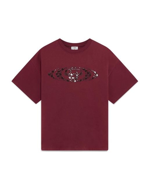 Casablanca Paris Red Pebble Logo Short Sleeve T-Shirt, By for men