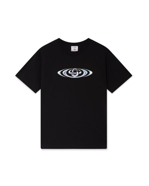 Casablanca Paris Black T-Shirt À Manches Courtes À Logo Warped for men