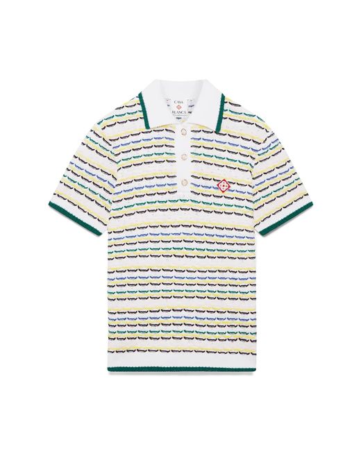 Casablanca Paris White Polo À Manches Courtes En Point De Tricot for men
