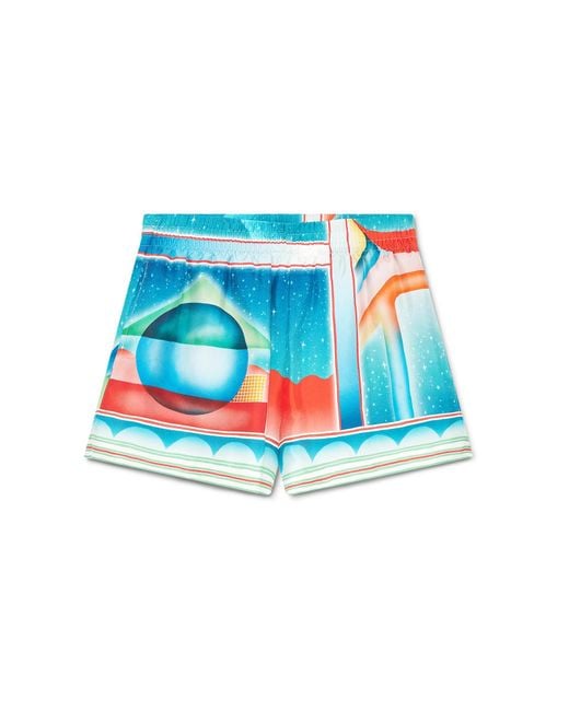 Casablanca Paris Blue Short En Soie Galaxy Court