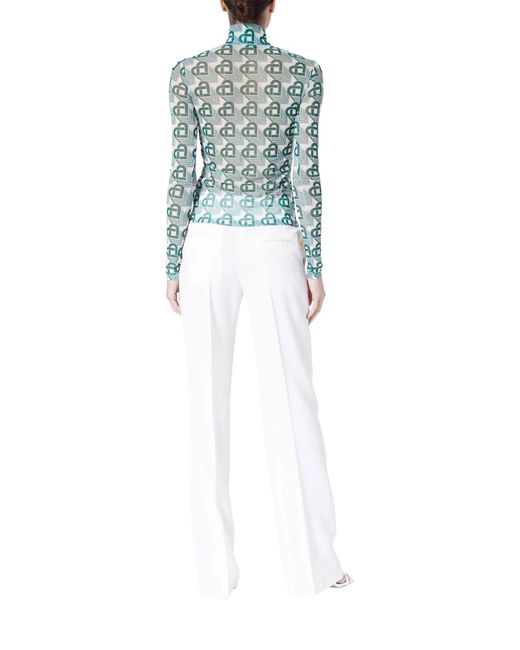 Casablanca Paris Blue Heart Monogram Mesh Top, By