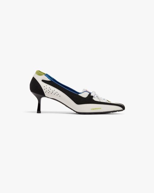 Casablanca Paris White Leather Heeled Sneaker Pumps, Size By