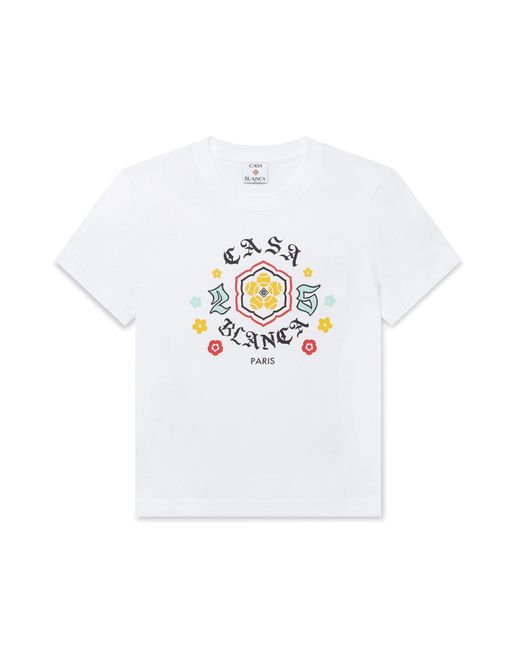 Casablanca Paris White Emblem Fitted Short Sleeve T-Shirt, By