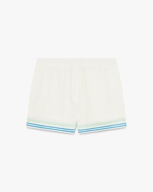 Casablanca Paris White Short En Soie Jacquard Floral À Monogramme Cc Smile